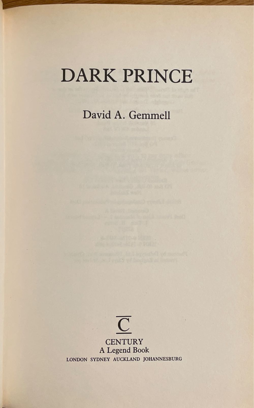 Dark Prince - David Gemmell (Legend - Hardcover) book collectible [Barcode 9780712634878] - Main Image 3
