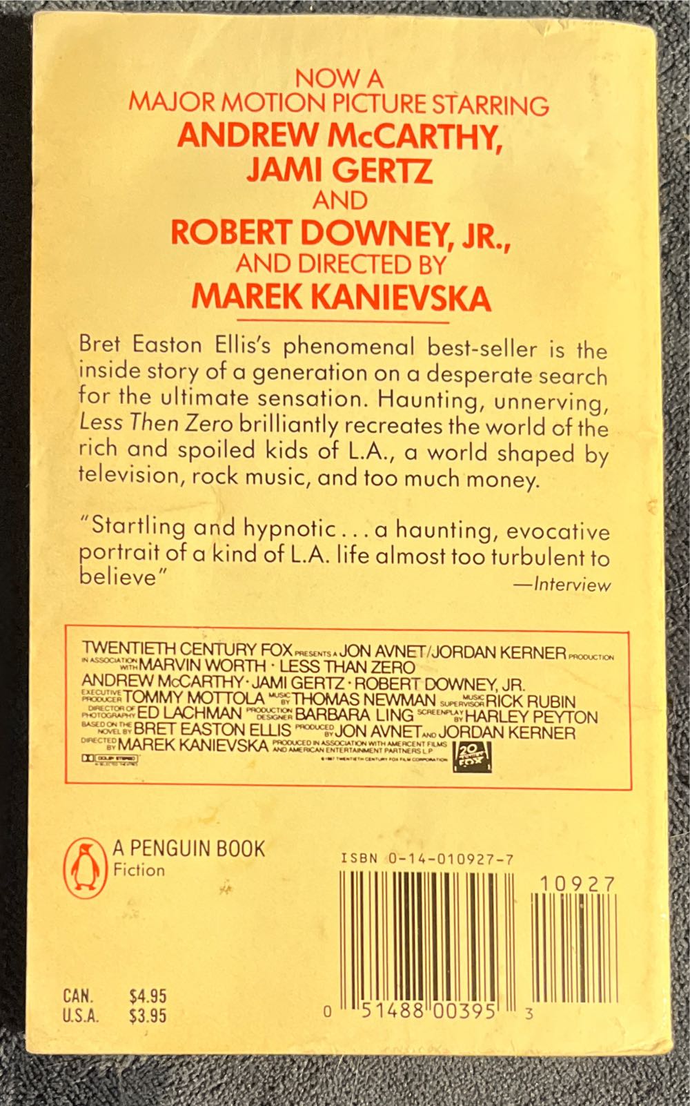 Less Than Zero - Bret Easton Ellis (Vintage - Hardcover) book collectible [Barcode 9780140109276] - Main Image 3