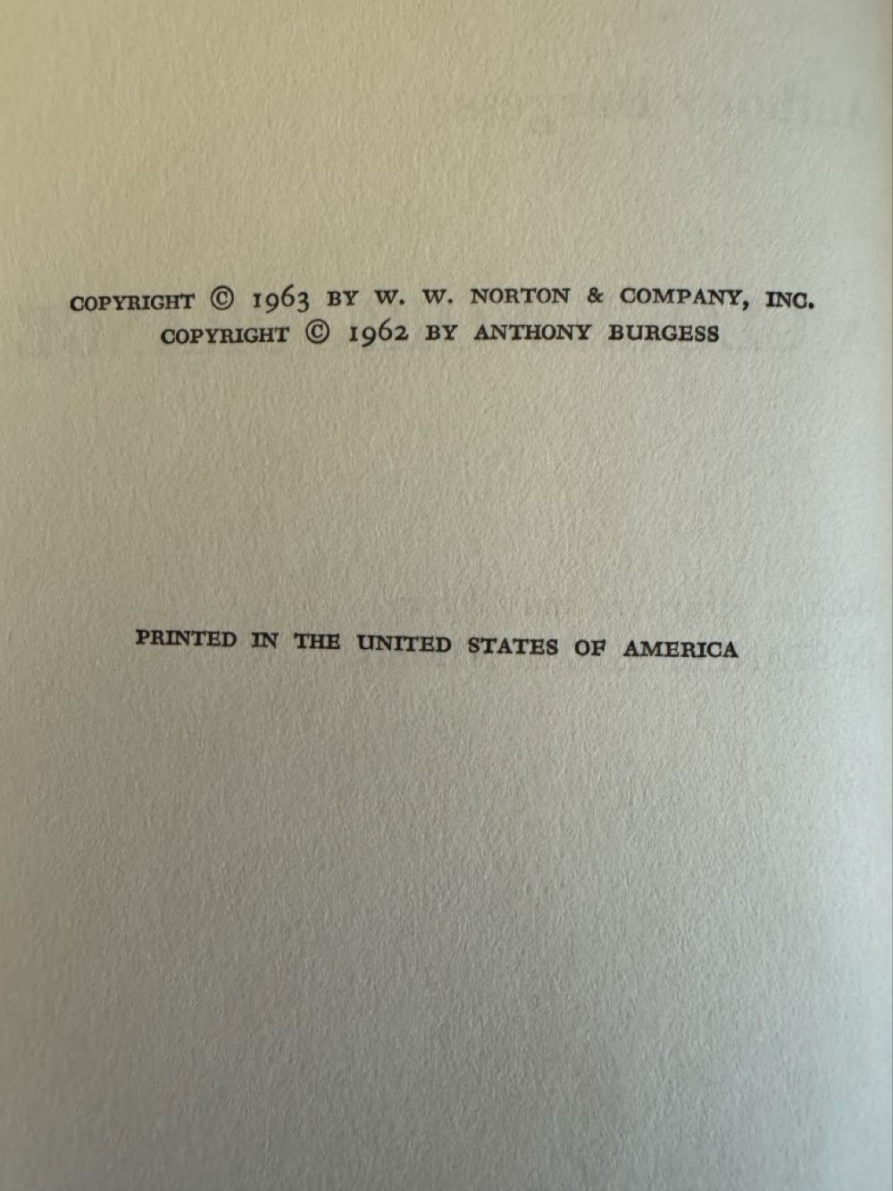 A Clockwork Orange - Anthony Burgess (W. W. Norton & Company - Hardcover) book collectible - Main Image 3