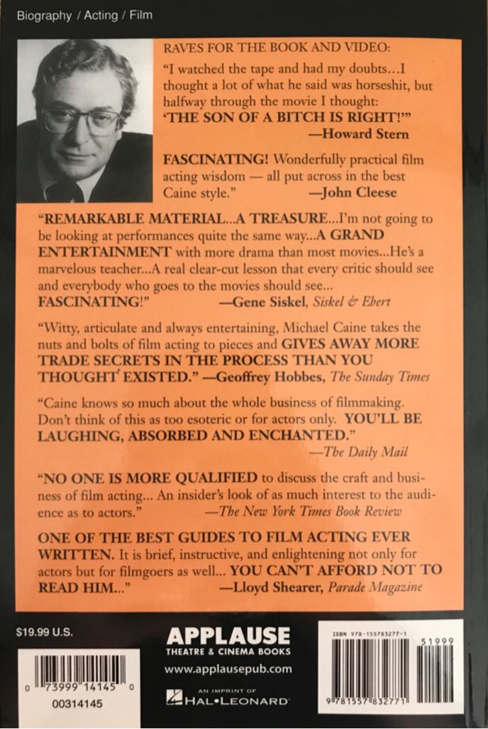 Acting in Film: An Actors Take on Movie Making - Michael Caine (Applause Books - Paperback) book collectible [Barcode 9781557832771] - Main Image 2