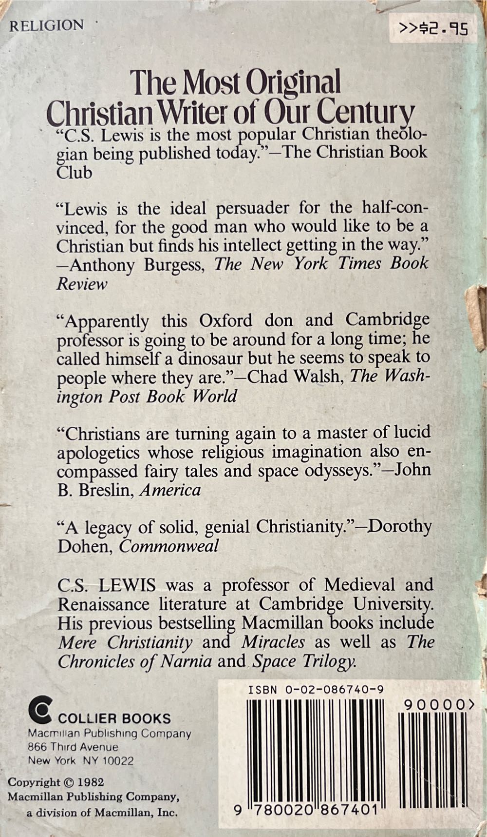 Screwtape Letters, The - C.S. Lewis (MacMillan Publishing Co. - Paperback) book collectible [Barcode 9780020867401] - Main Image 2