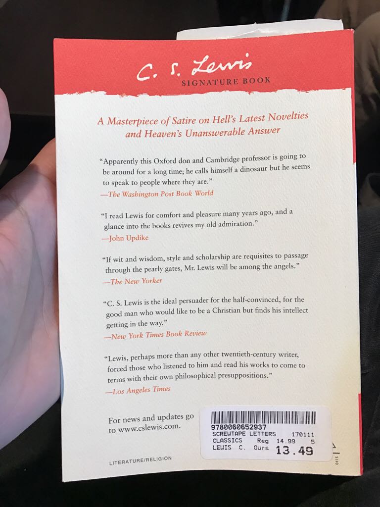 The Screwtape Letters - C. S. Lewis (Macmillan Pub Co - Paperback) book collectible [Barcode 9780020868705] - Main Image 2