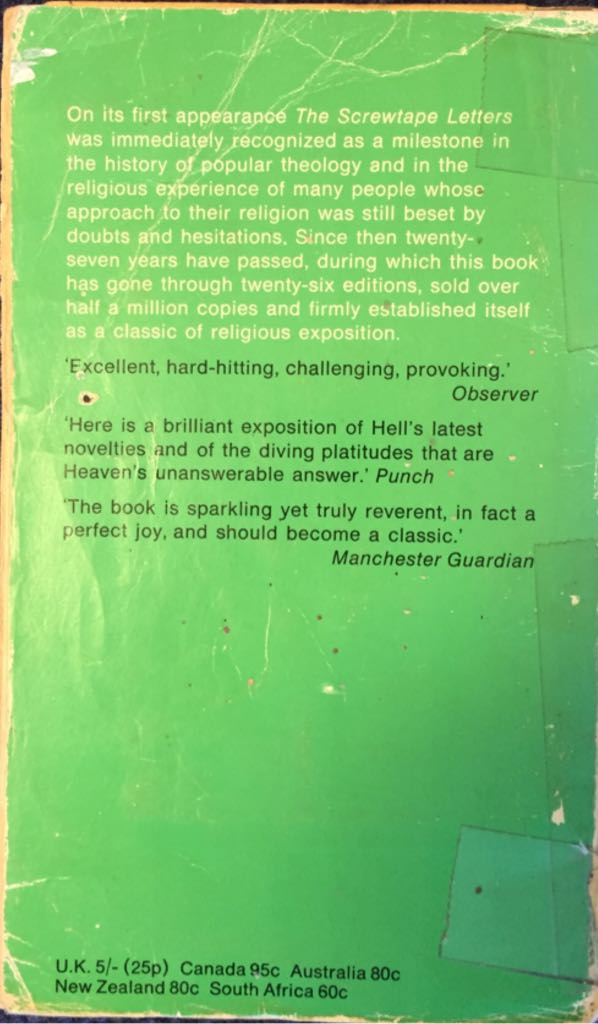 The Screwtape Letters - C.S. (Collins Clear-Type Press - Trade Paperback) book collectible - Main Image 2
