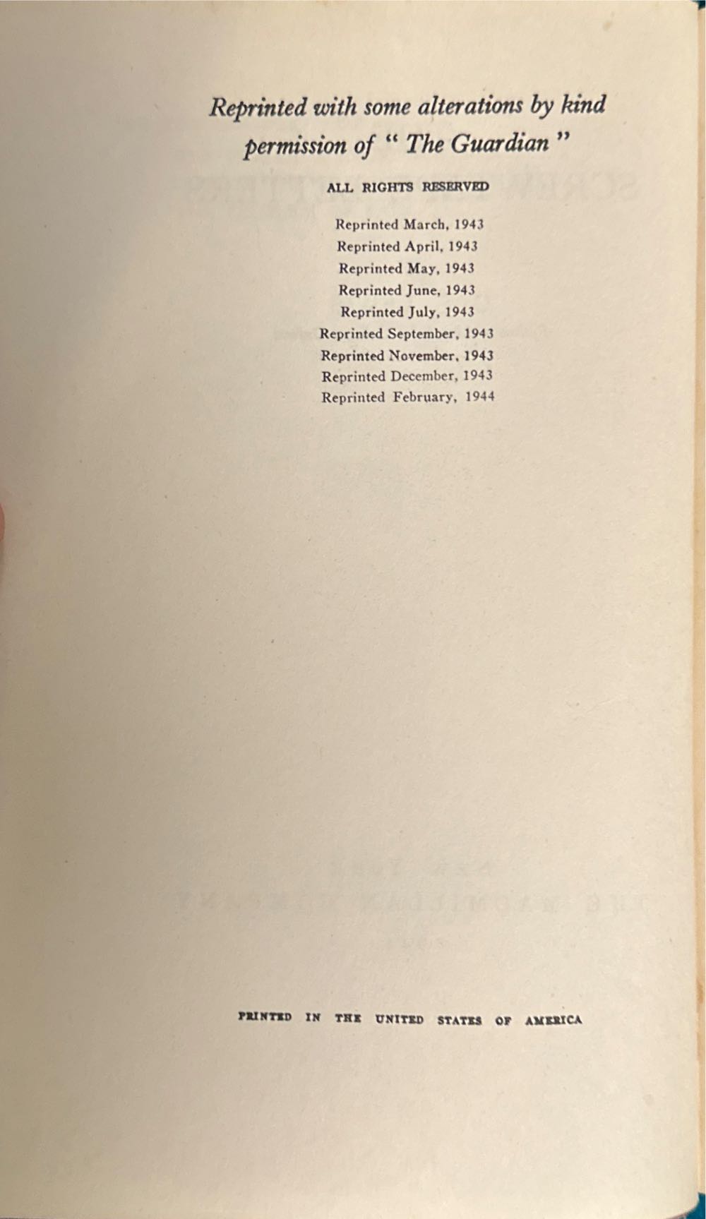 The Screwtape Letters - C.S. (The Macmillan Company - Hardcover) book collectible - Main Image 3