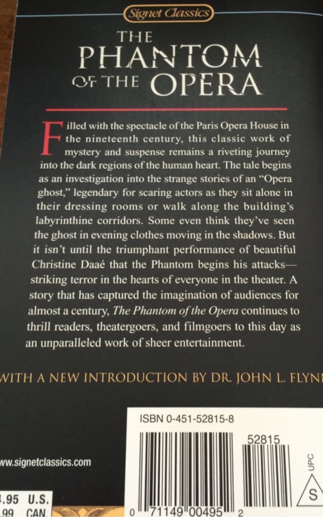 The Phantom of the Opera - Gaston Leroux (Signet Classics - Paperback) book collectible [Barcode 9780451528155] - Main Image 2