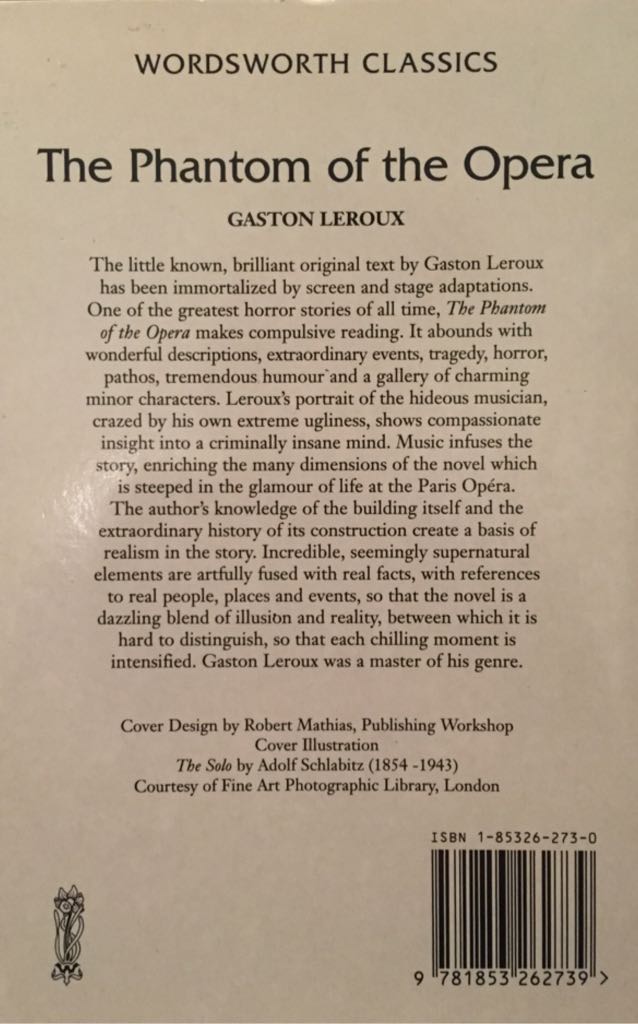 The Phantom of the Opera - Gaston Leroux (Wordsworth Editions Ltd - Paperback) book collectible [Barcode 9781853262739] - Main Image 2
