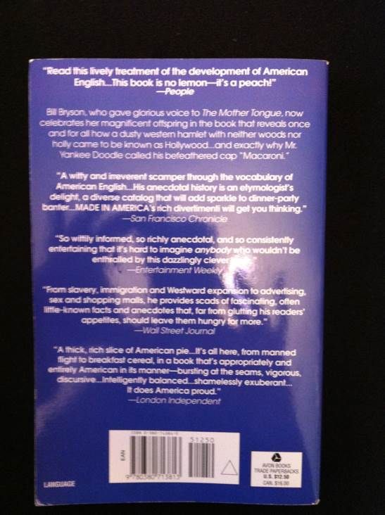 Made In America - Bill Bryson (Avon Books - Paperback) book collectible [Barcode 9780380713813] - Main Image 2