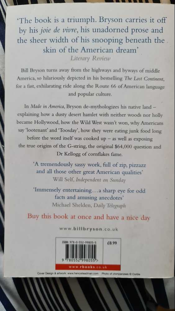 Made In America **** - Bill Bryson (Black Swan - Paperback) book collectible [Barcode 9780552998055] - Main Image 2