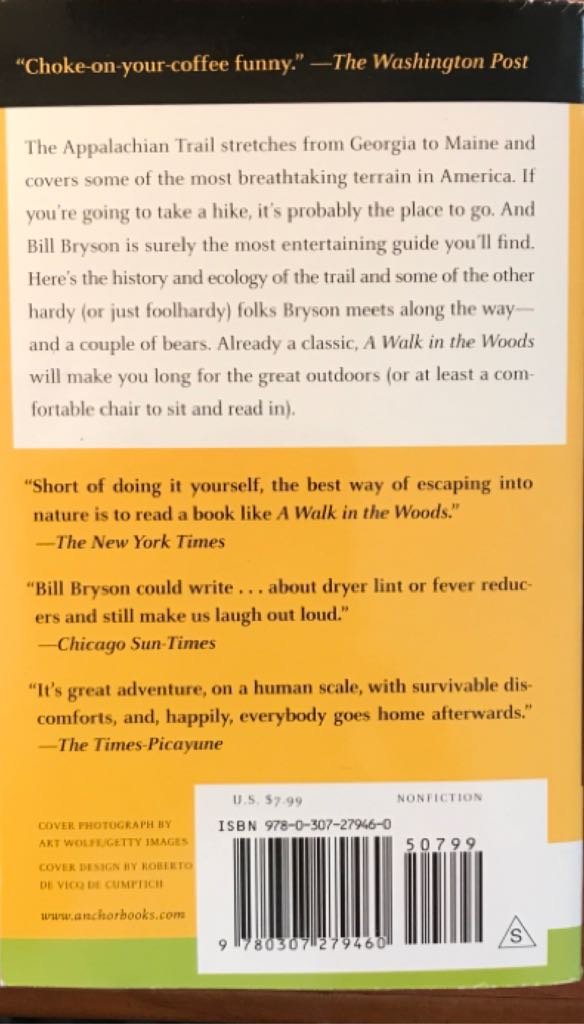Walk in the Woods, A - Bill Bryson (Anchor Books - Paperback) book collectible [Barcode 9780307279460] - Main Image 2