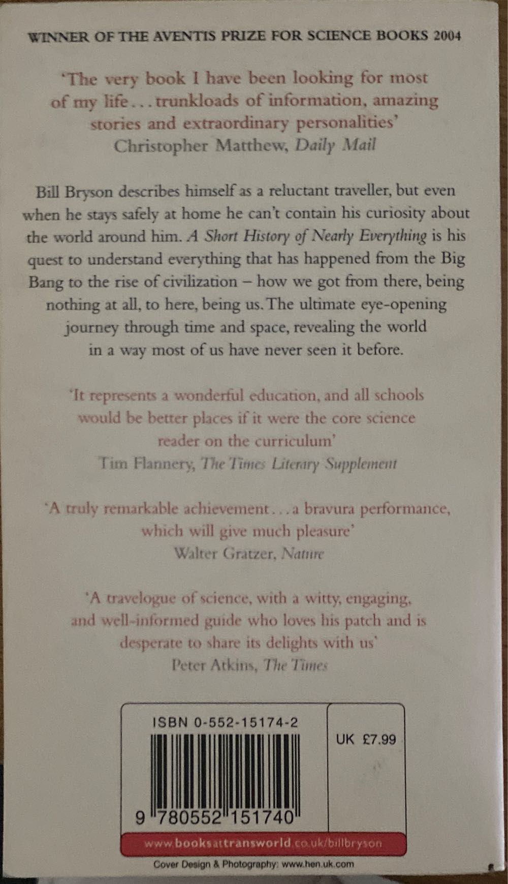 A Short History Of Nearly Everything - Bill Bryson (- Paperback) book collectible [Barcode 9780552151740] - Main Image 2