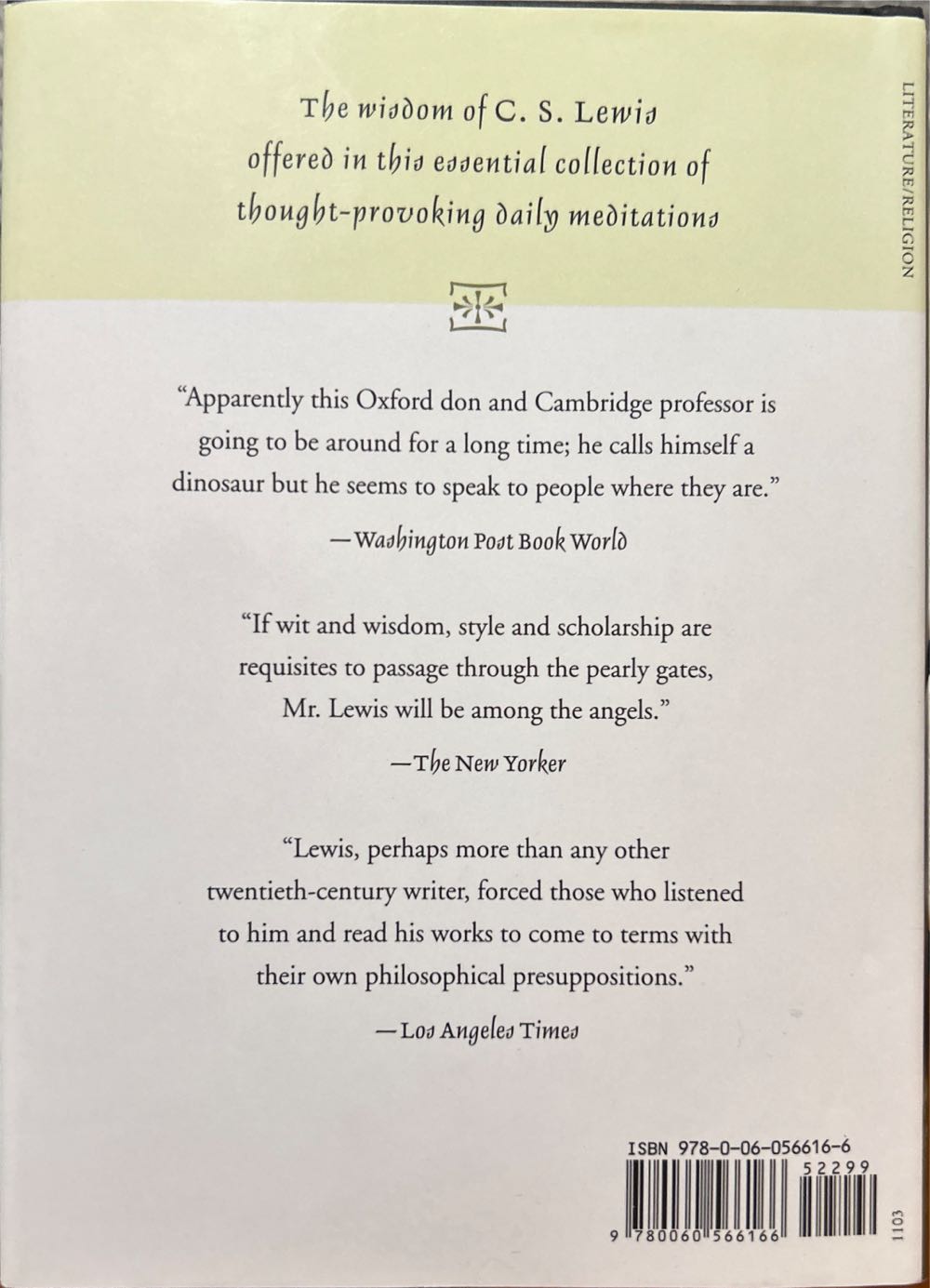 Jen 4 Devotional: 365 Day - A Year With C. S. Lewis-Daily Readings from His Classic Works - C. S. Lewis (Harper One - Hardcover) book collectible [Barcode 9780060566166] - Main Image 2