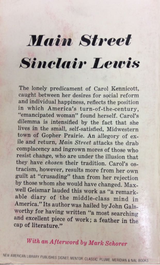 Main Street - Lewis, Sinclair book collectible - Main Image 2