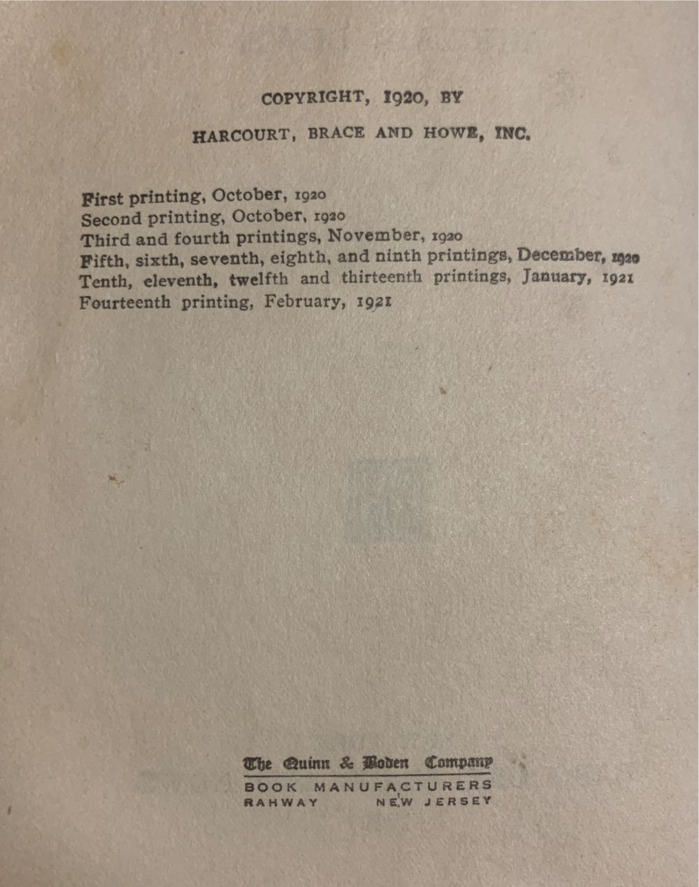 Main Street - Sinclair Lewis (Harcourt, Brace, And Howe - Hardcover) book collectible - Main Image 4