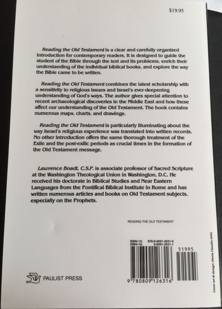 Reading the Old TestamentAn Introduction Lawrence BoadtNON-FICTION ENGLISH - Lawrence Boadt (Paulist Press - Paperback) book collectible [Barcode 9780809126316] - Main Image 2