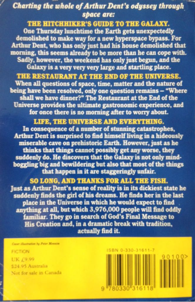 The Hitchhikers Guide To The Galaxy: A Trilogy In 4 Parts - Douglas Adams (Pan Books - Paperback) book collectible [Barcode 9780330316118] - Main Image 2