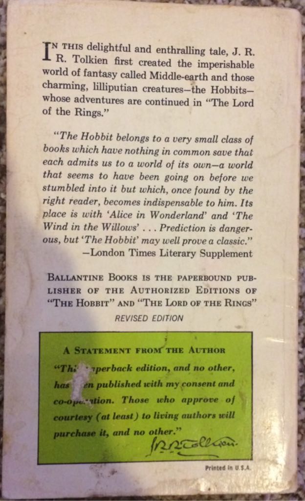 The Hobbit  - J. R. R. Tolkien (Ballentine Books - Paperback) book collectible - Main Image 2
