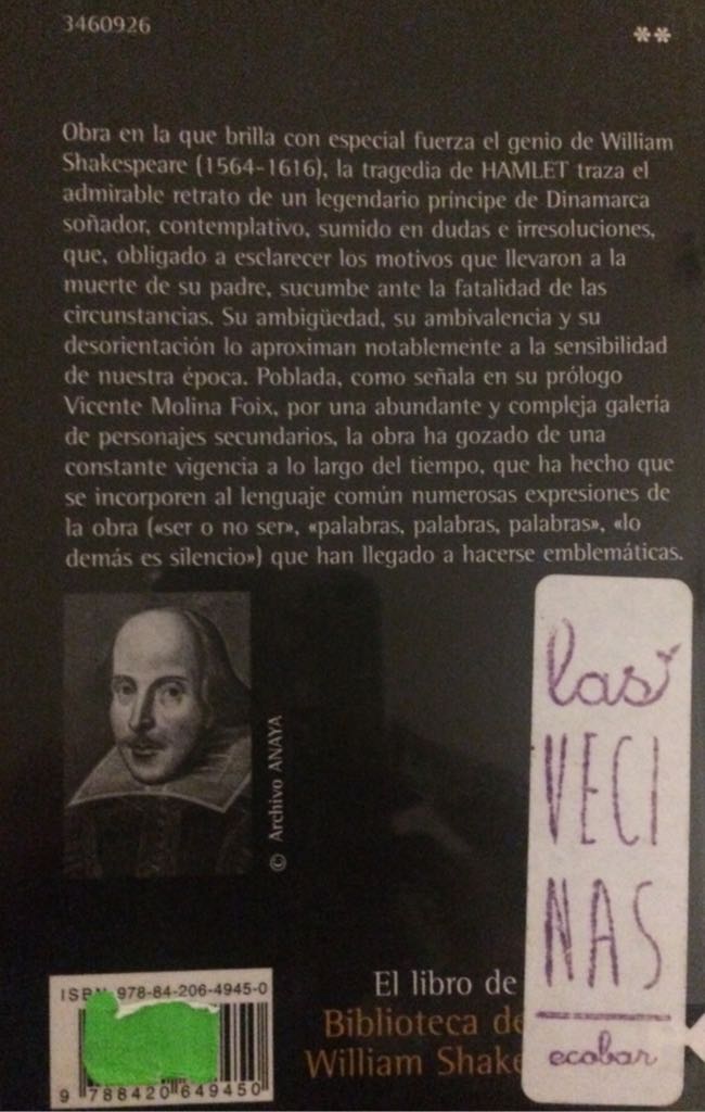 Hamlet  (Alianza Editorial Sa - Paperback) book collectible [Barcode 9788420649450] - Main Image 2