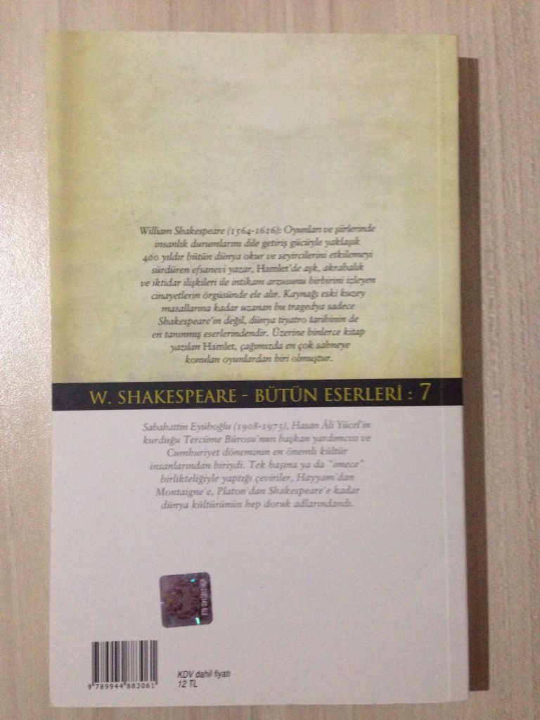 Hamlet - William Shakespeare (Türkiye İş Bankası Kültür Yayınları) book collectible [Barcode 9789944883061] - Main Image 2
