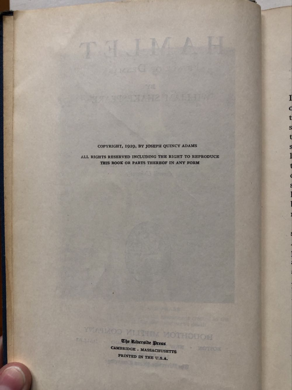 Hamlet - William Shakespeare (The Riverside Press - Hardcover) book collectible - Main Image 4