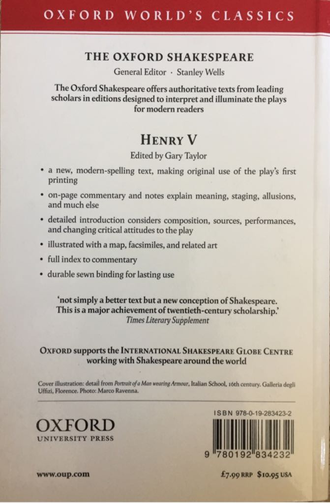 Henry V - William Shakespeare (Oxford University Press, USA - Trade Paperback) book collectible [Barcode 9780192834232] - Main Image 2