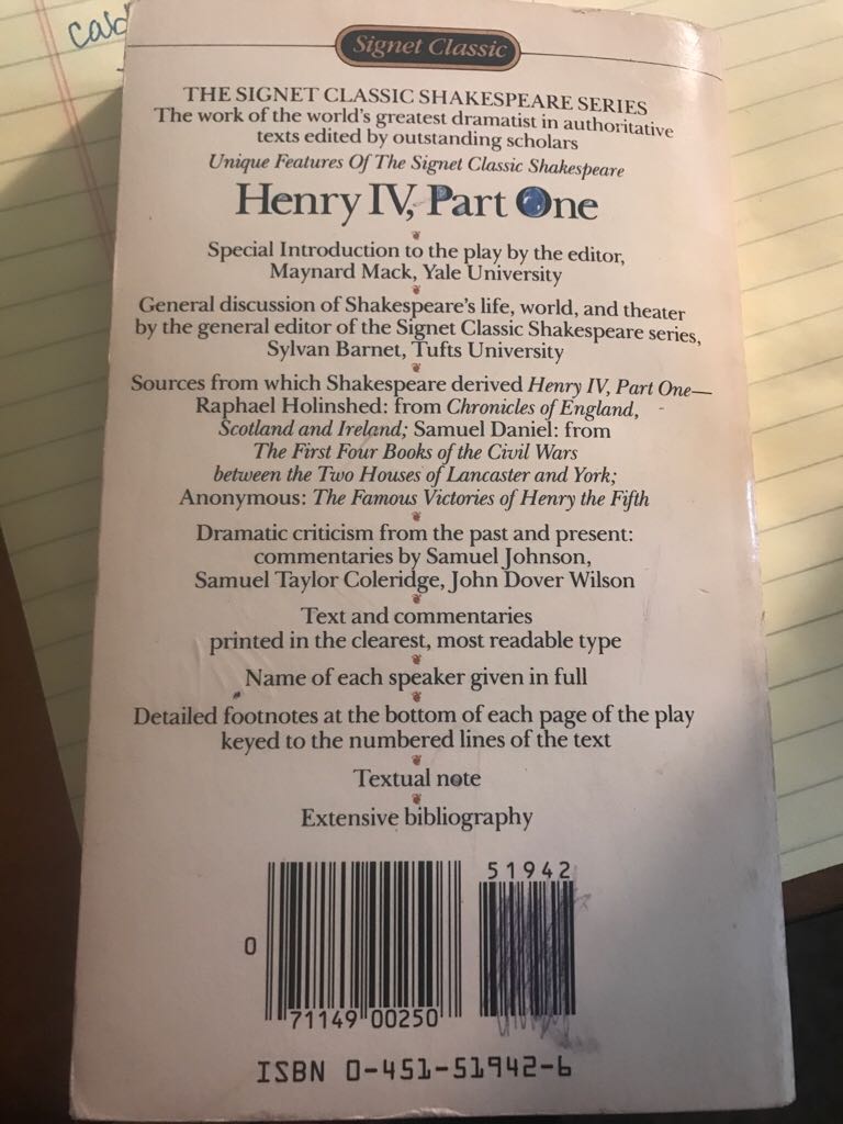 Henry IV Part 1 - L. Du (Signet Classics) book collectible [Barcode 9780451519429] - Main Image 2