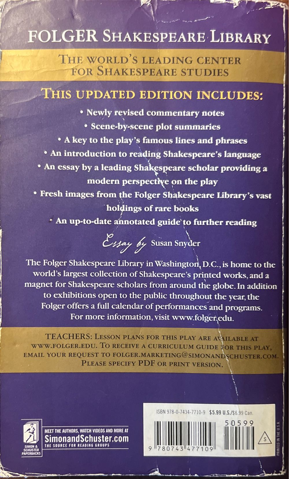 Macbeth - William Shakespeare (Folger Shakespeare Library - Paperback) book collectible [Barcode 9780743477109] - Main Image 6