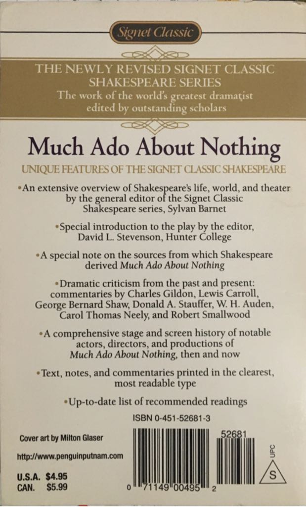 Much Ado About Nothing - William Shakespeare (Washington Square Press - Paperback) book collectible [Barcode 9780451526816] - Main Image 2