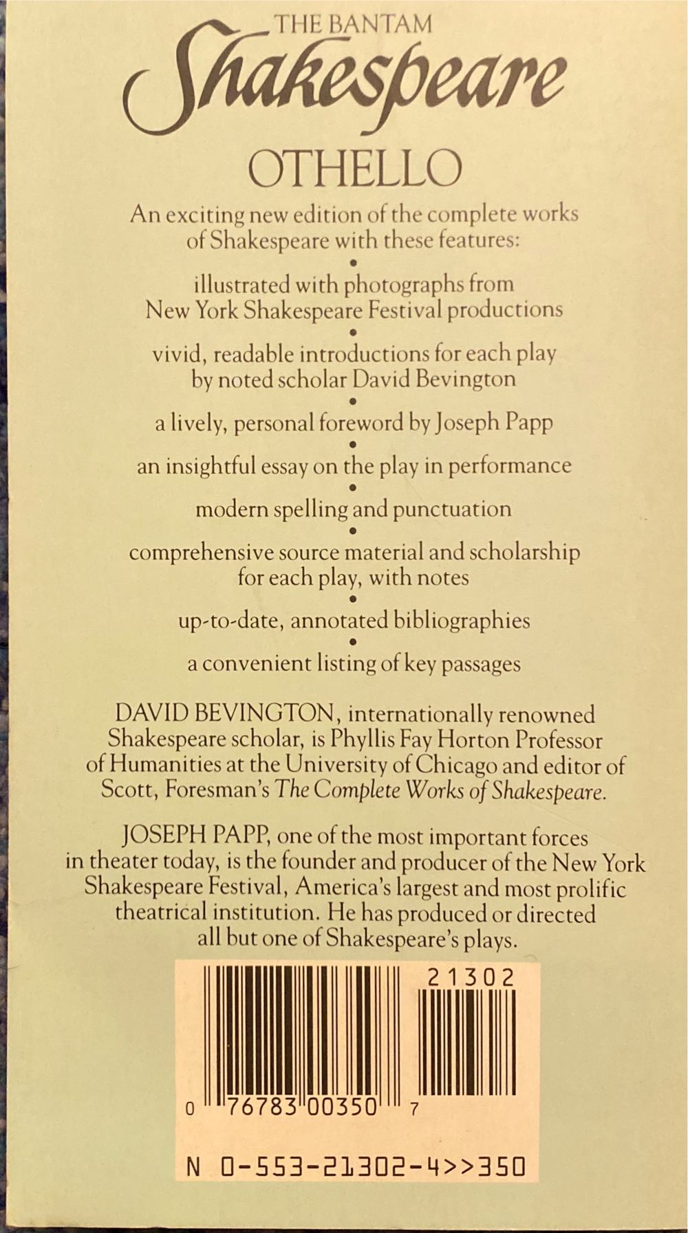 Othello - William Shakespeare (A Bantam Book - Paperback) book collectible [Barcode 9780553213027] - Main Image 4