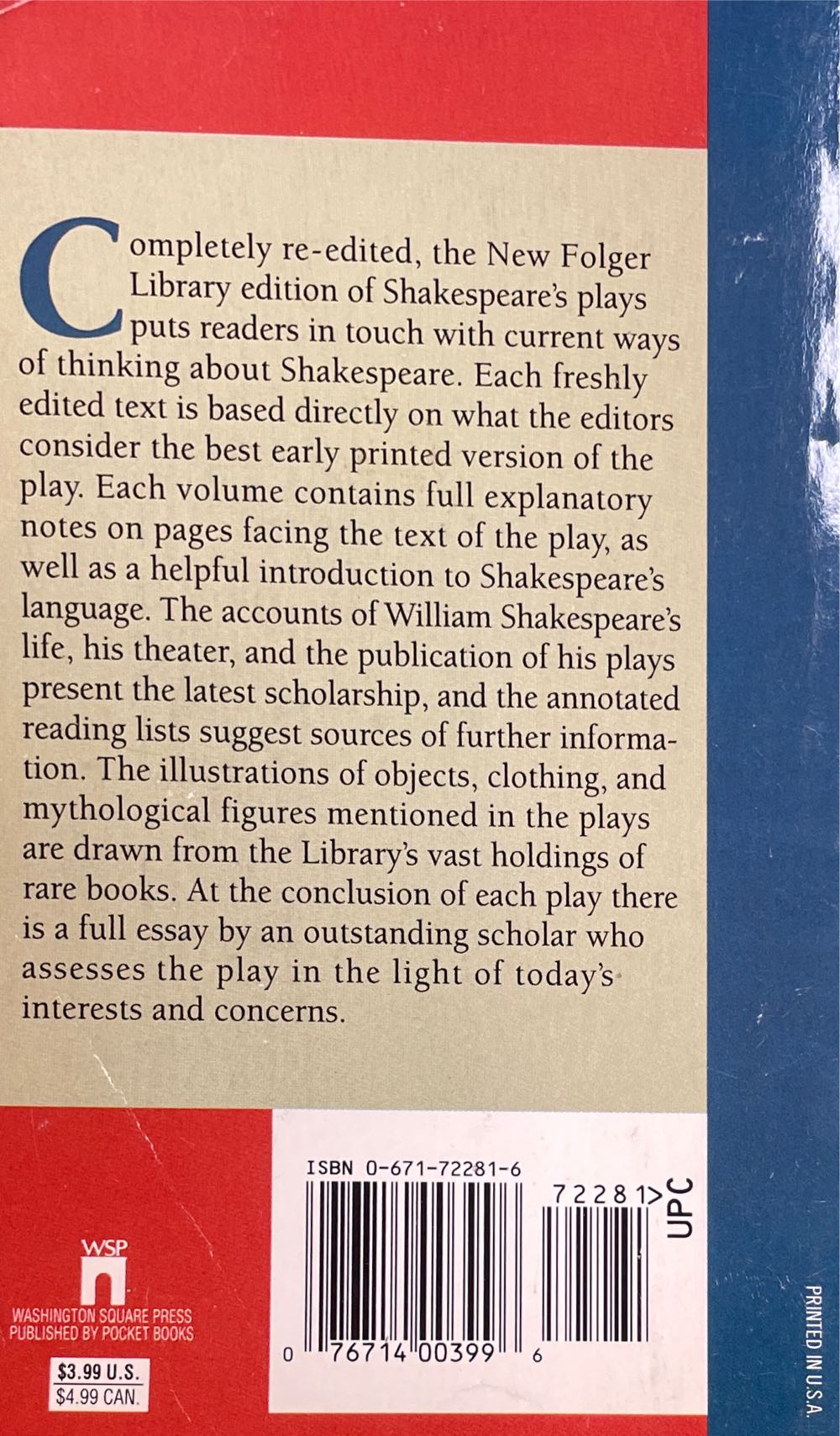 The Tragedy Of Othello, The Moor Of Venice - William Shakespeare (Washington Square Pr - Paperback) book collectible [Barcode 9780671722814] - Main Image 2