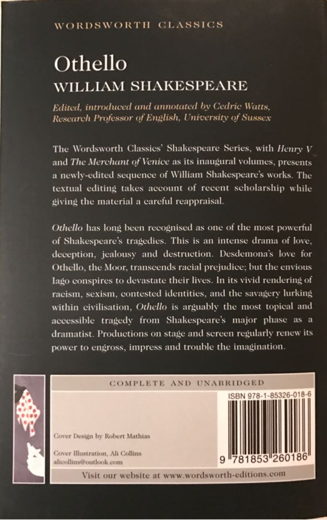 Othello - William Shakespeare (Wordsworth Editions - Paperback) book collectible [Barcode 9781853260186] - Main Image 2
