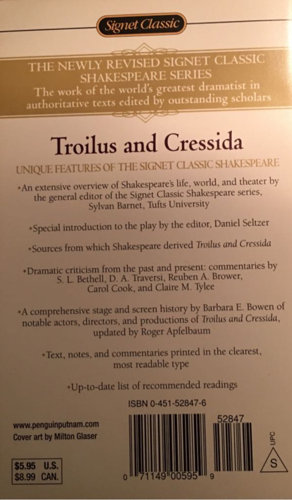 Troilus and Cressida  - William Shakespeare (Signet Classic Shakespeare) book collectible - Main Image 2