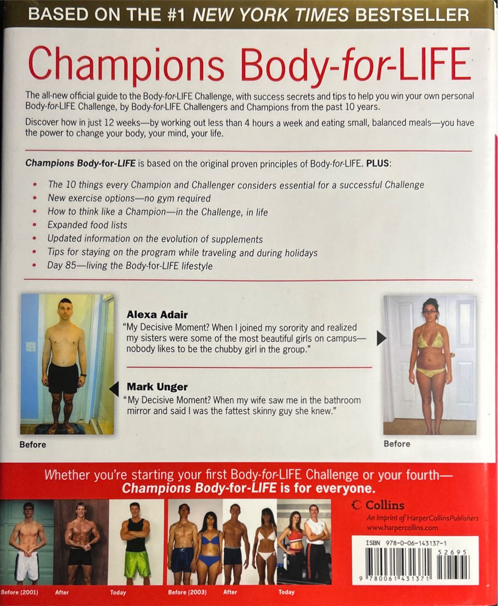 Champions Body for Life - 12 Weeks to Mental and Physical Strength - Art Carey (HarperCollins Publishers Inc. - Hardcover) book collectible [Barcode 9780061431371] - Main Image 2