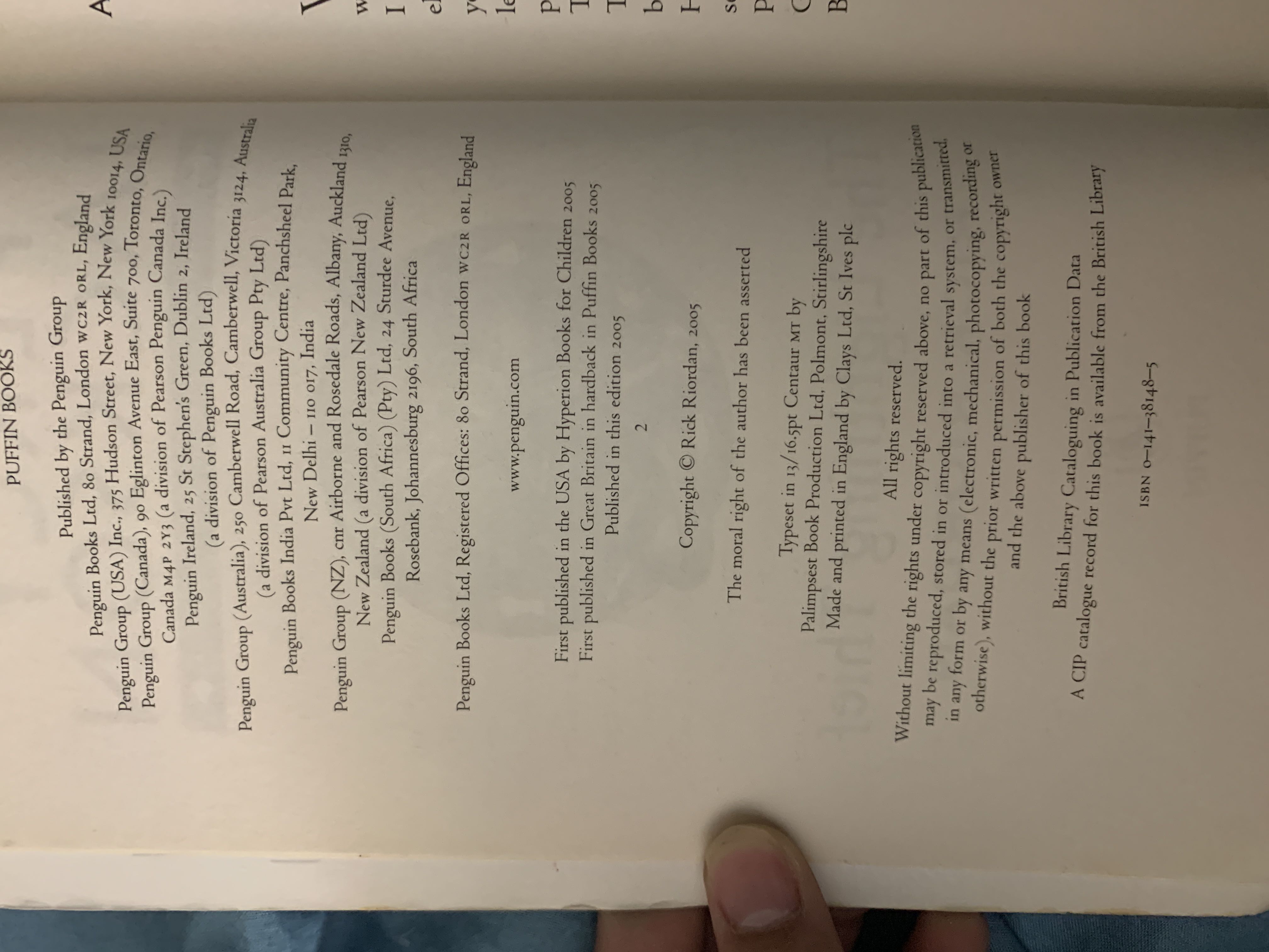 The Lightning Thief - Rick Riordan (Puffin) book collectible [Barcode 9780141381480] - Main Image 2