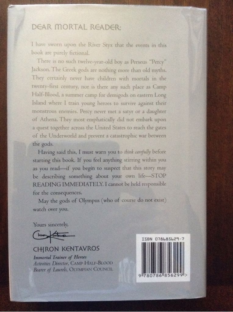 Lightning Thief, The - Riordan, Rick (Miramax Books - Hardcover) book collectible - Main Image 2