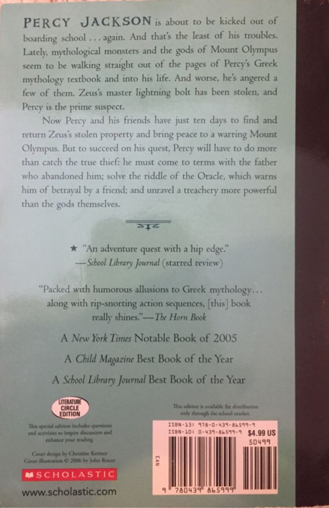 The Lightning Thief  (A Scholastic Press - Paperback) book collectible - Main Image 2