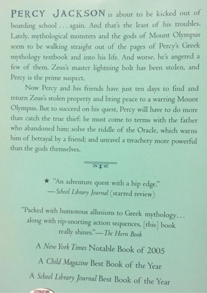 The Lightning Thief - Rick Riordan (Scholastic Inc - Paperback) book collectible - Main Image 2