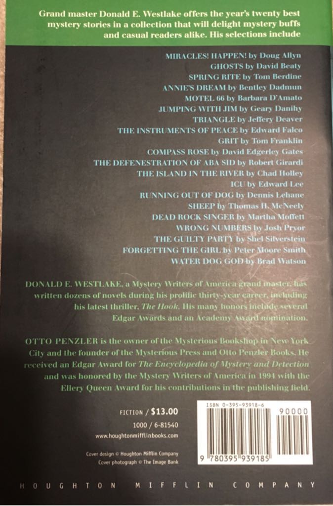 The Best American Mystery Stories 2000 - Anthology (Houghton Mifflin - Trade Paperback) book collectible [Barcode 9780395939185] - Main Image 2