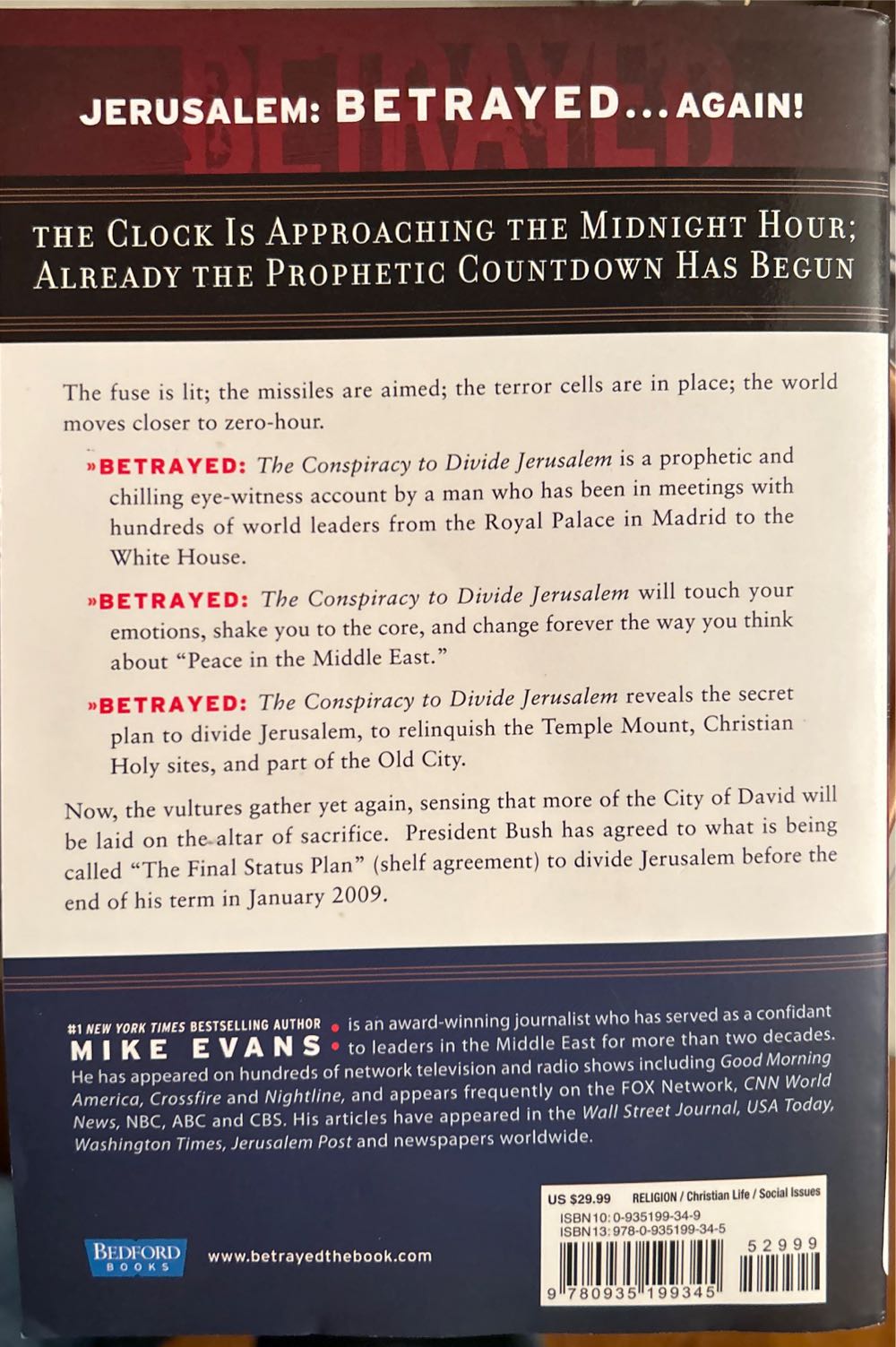 BETRAYED: The Conspiracy To Divide Jerusalem - Mike Evans (Bedford Books - Paperback) book collectible [Barcode 9780935199345] - Main Image 2