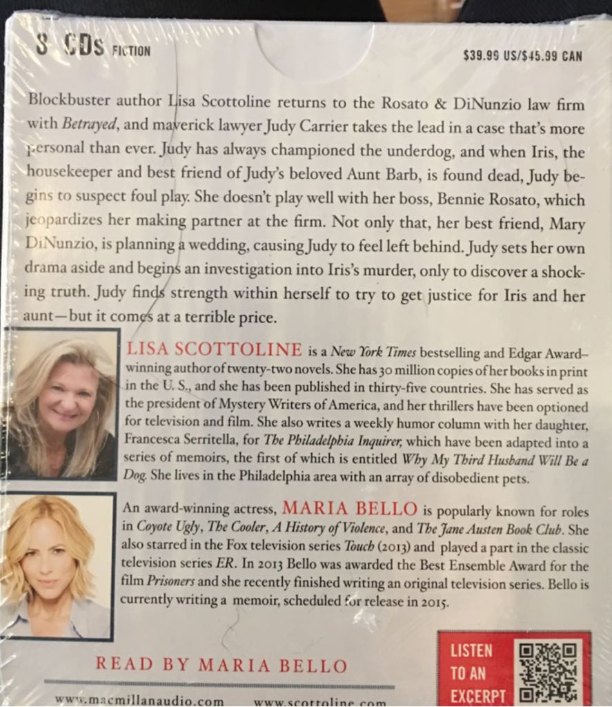 Betrayed - Lisa Scottoline (A Macmillan Audiobook from St. Martin’s Press) book collectible [Barcode 9781427243751] - Main Image 2