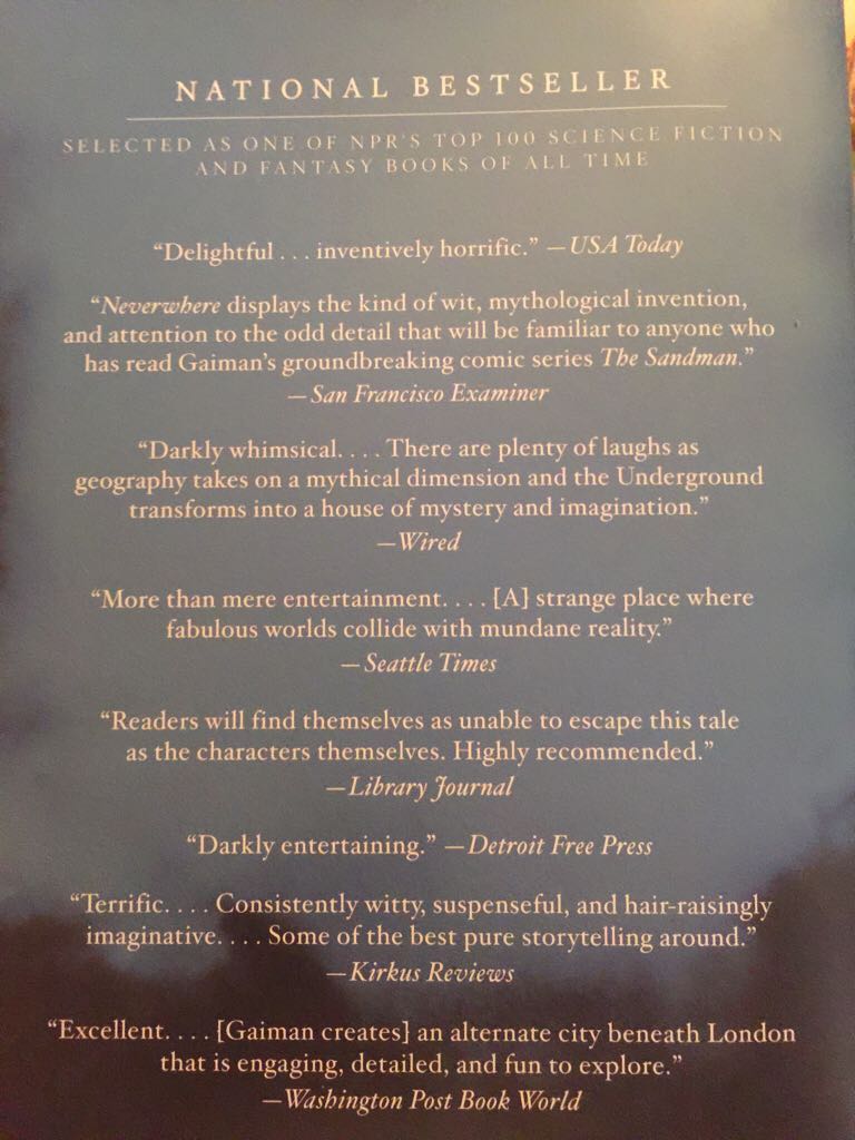 Neverwhere - Neil Gaiman (Avon Books - Kindle) book collectible [Barcode 9780380973637] - Main Image 2