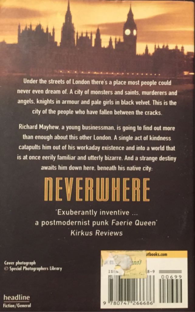 Neverwhere - Neil Gaiman (BCA - Paperback) book collectible [Barcode 9780747266686] - Main Image 2