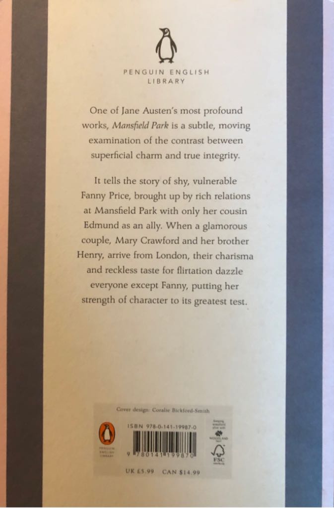 Mansfield Park - Jane Austen (Penguin - Paperback) book collectible [Barcode 9780141199870] - Main Image 2