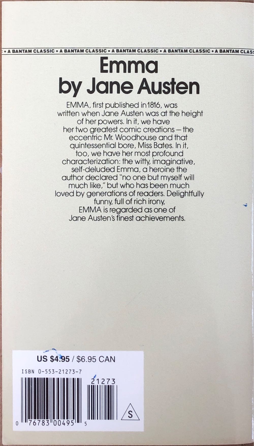Emma - Austen, Jane (Bantam Classics - Paperback) book collectible [Barcode 9780553212730] - Main Image 3