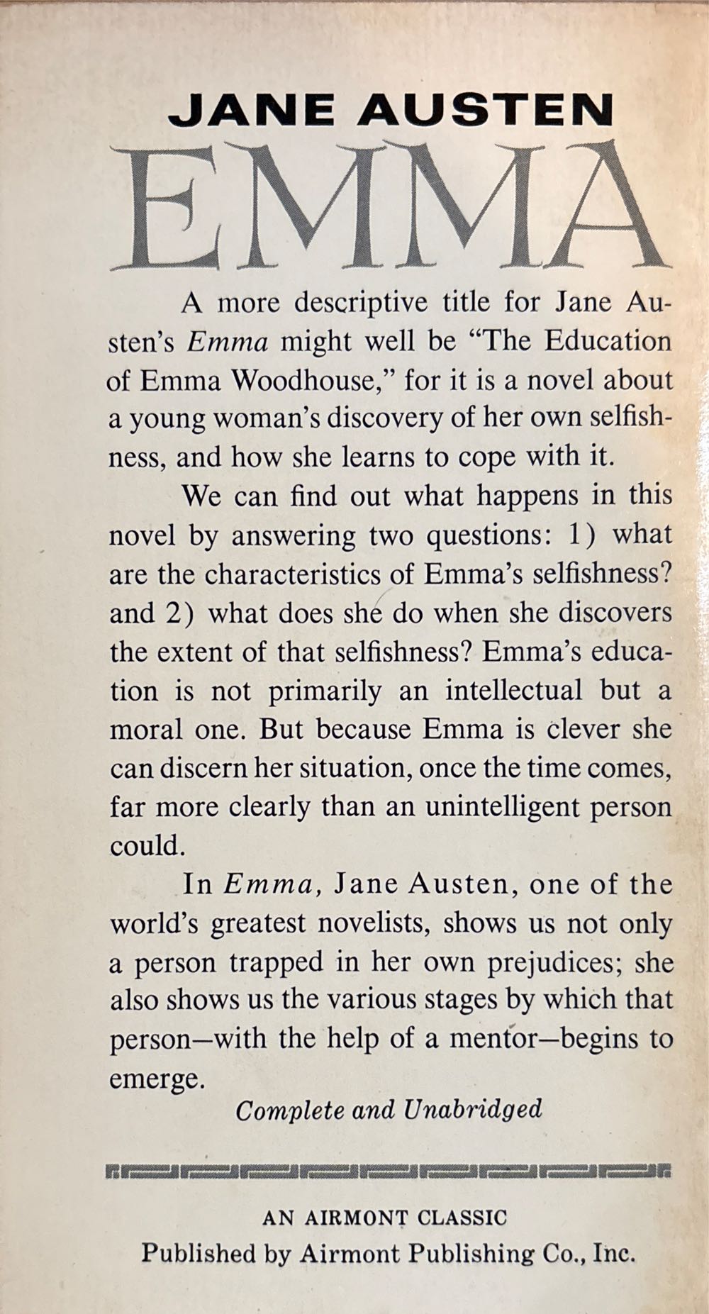 Emma - Jane Austen (Airmont Classic Series - Paperback) book collectible [Barcode 9783150200087] - Main Image 2