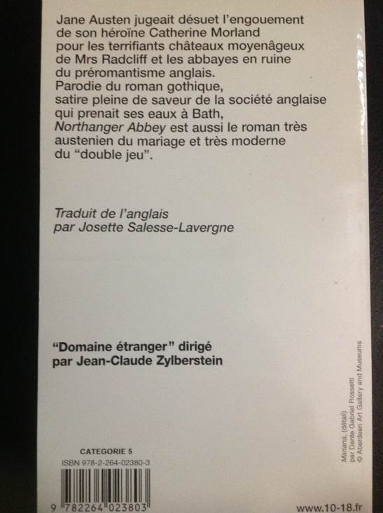 Northanger Abbey - Jane Austen (10 * 18) book collectible [Barcode 9782264023803] - Main Image 2