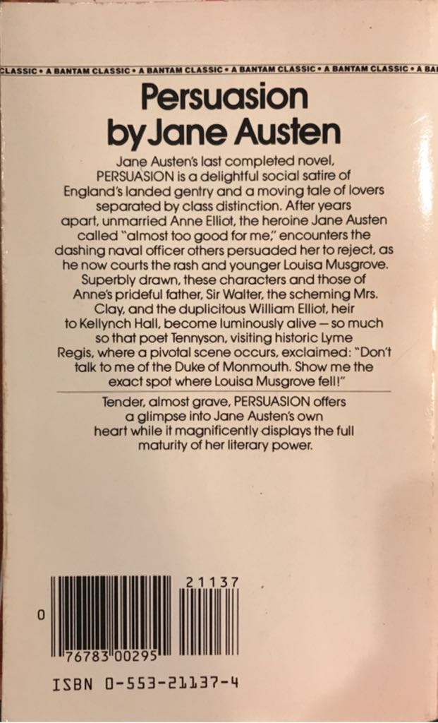 Persuasion - Jane Austen (Random House, Inc. - Paperback) book collectible [Barcode 9780553211375] - Main Image 2