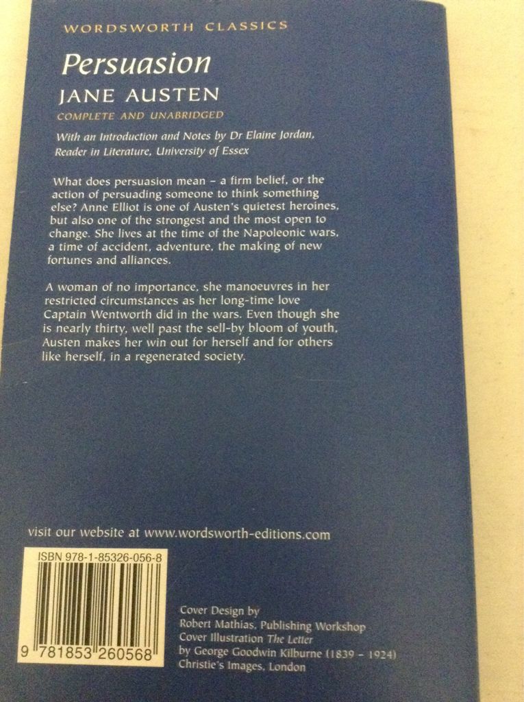 Persuasion - Jane Austen (Wordsworth Editions - Paperback) book collectible [Barcode 9781853260568] - Main Image 2
