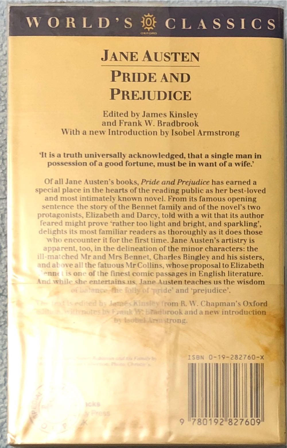 Pride And Prejudice - Jane Austen (Oxford University Press, USA) book collectible [Barcode 9780192827609] - Main Image 2