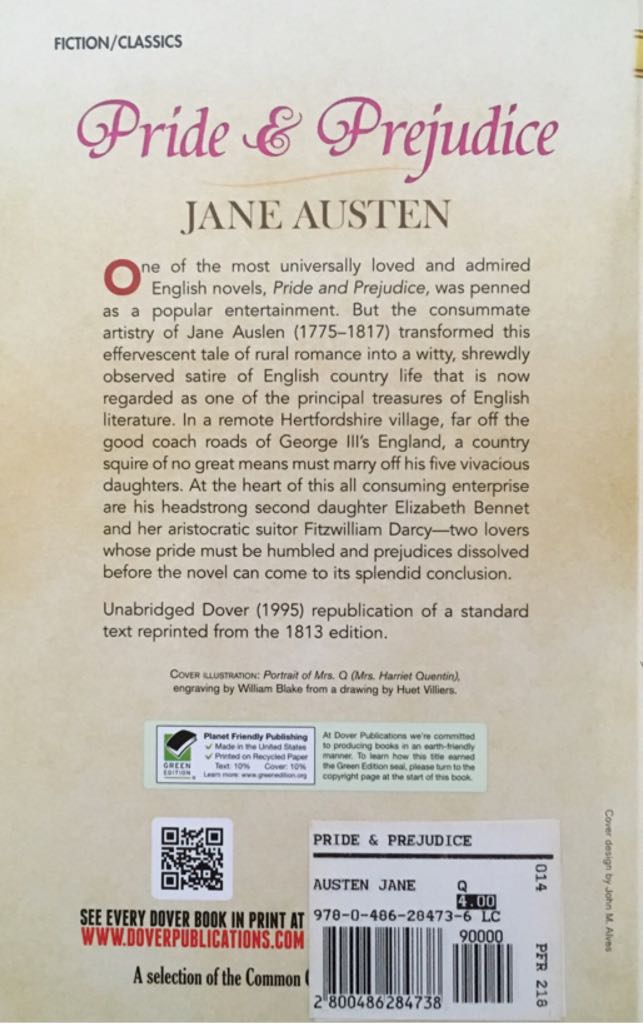 Pride & Prejudice - Jane Austen (Dover Thrift Editions - Paperback) book collectible [Barcode 9780486284736] - Main Image 2