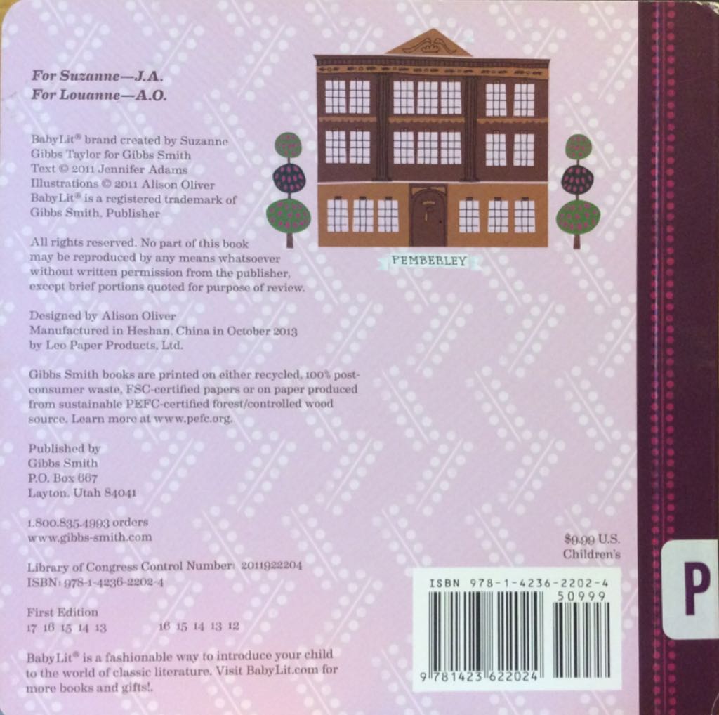 Little Miss Austin: Pride And Prejudice Counting Primer - Jennifer Adams (Gibbs Smith - Board Book) book collectible [Barcode 9781423622024] - Main Image 2